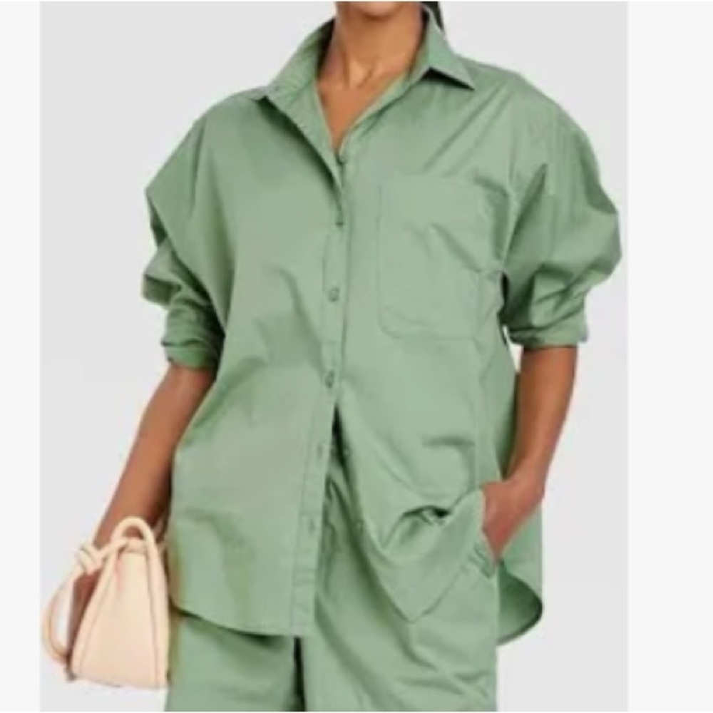 Women's A New Day Tops Long Sleeve Button-Down Boyfriend Shirt   NWOT